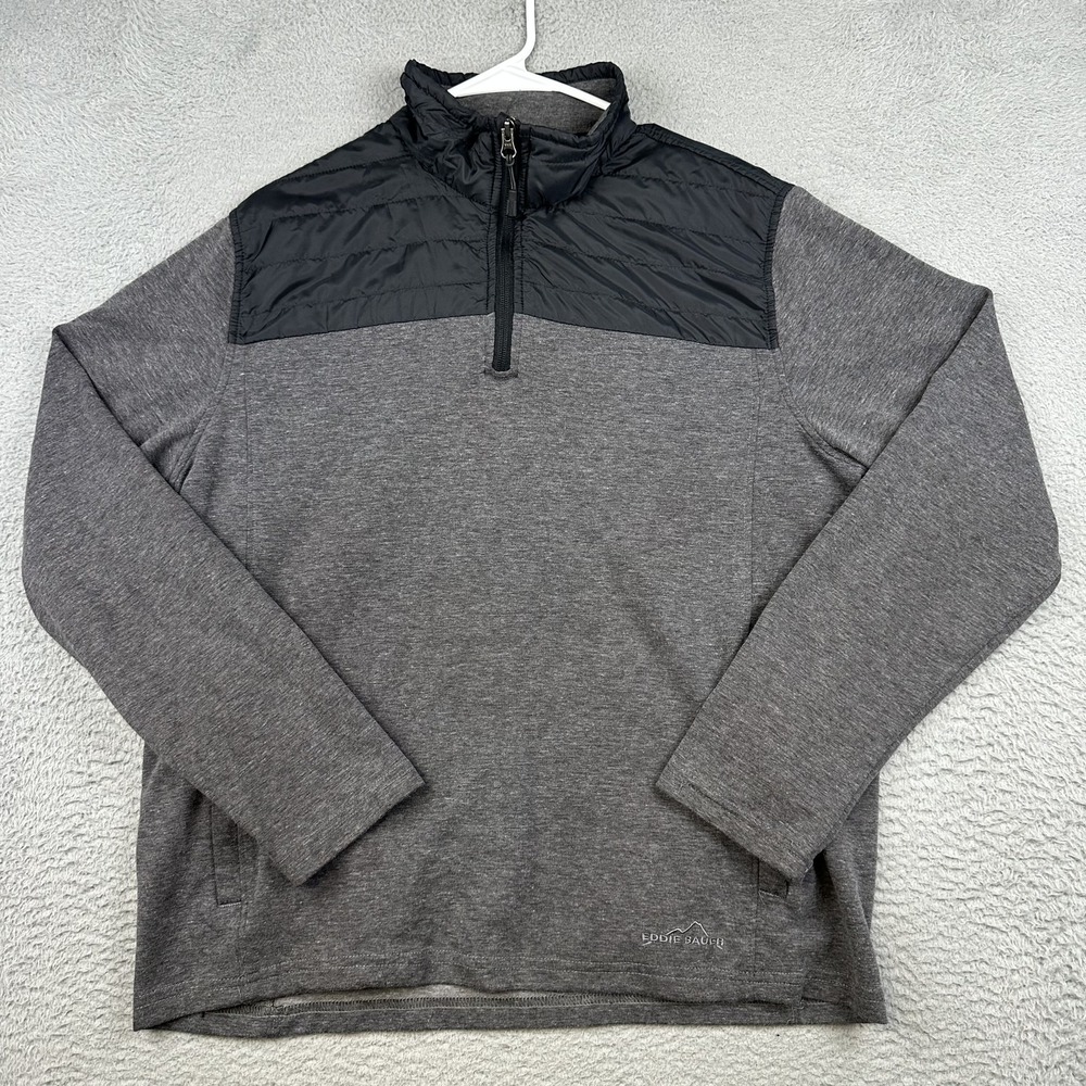 Eddie Bauer Pullover Sweater Mens Large Half Zip Fleece‎ Jacket Pockets